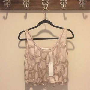 Brand Lush Gold Sequin cream Crop top Small